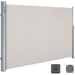 SONGMICS Tenda Laterale per Balcone, Beige / 200 x 350 cm(Lega di Alluminio)