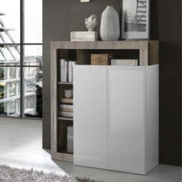 garneroarredamenti Credenza alta 108x126h cm 2 ante soggiorno bianco lucido pero Invictus