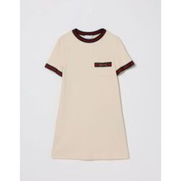Gucci Abito mini in jersey di cotone con morsetto Beige Taglia 10