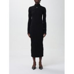 Off-White Abito midi con logo Bianco Taglia 42