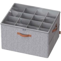 SONGMICS Organizer scarpe regolabile con coperchio trasparente, Grigio Tortora