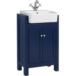 HudsonReed Mobile Bagno Blu Marino da 550mm con Lavabo e Maniglie Classiche Rotonde Cromate - Warwick
