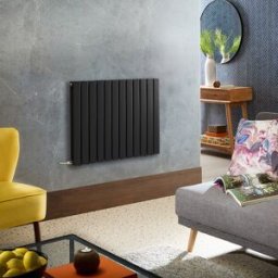 HudsonReed Radiatore Elettrico di Design Orizzontale - Nero - 635mm x 840mm (Doppio Pannello) - Senza Termostato - Delta - ECOSO by Hudson Reed