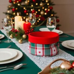 KASANOVA Cestino in tessuto 20 cm cuori verde bianco