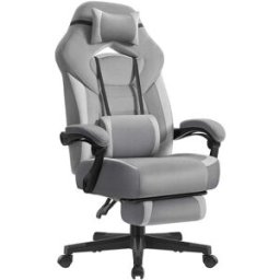 SONGMICS Sedia da Ufficio con Sedile Largo, Grigio Ardesia + Grigio Tortora / Camoscio