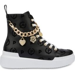 High sneakers con charms Heritage Flock NERO/NERO, 40, Pollini 40