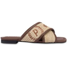 Sandali flat in paglia intrecciata Macro Heritage NATURALE/MARRONE, 37, Pollini 37