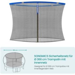 SONGMICS Rete di sicurezza per trampolino Ø 366 cm con rete interna