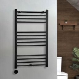 HudsonReed ...Scaldasalviette Elettrico Diritto Nero - 1000mm x 600mm - con Elemento Termostatico Wi-Fi con Presa Elettrica - Nox - ECOSO by Hudson Reed