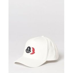 Moncler Cappello in cotone con patch logo Bianco Taglia M
