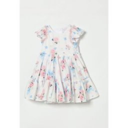 Monnalisa Abito mini in cotone con stampa floreale Bianco Taglia 3