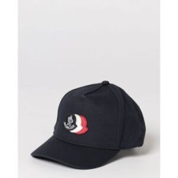 Moncler Cappello in cotone con patch logo Blue Taglia M