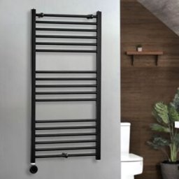 HudsonReed ...Scaldasalviette Elettrico Diritto Nero - 1200mm x 600mm - con Elemento Termostatico Wi-Fi Cablato - Nox - ECOSO by Hudson Reed