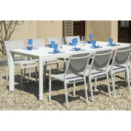 MALIGI HOME Tavolo in alluminio allungabile, con gambe scorrevoli color bianco MG-FRIDA Bianco
