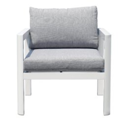 MALIGI HOME Poltrona con struttura alluminio bianco e cuscini grigio cenere MG/SENAPE Bianco