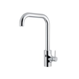 IDRAL Miscelatore elettronico cucina con by-pass manuale canna girevole alimentatore da rete 230V Serie LK01 I55D0-07000 Cromato Ottone