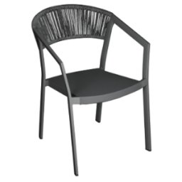 MALIGI HOME Sedia con schienale in twist wicker e seduta in textilene grigio antracite MG-BRUNA Antracite