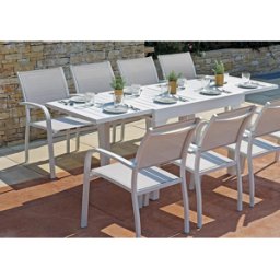 MALIGI HOME Tavolo in alluminio allungabile 106/212×75 cm bianco MG-EMMA Bianco