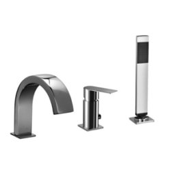 PAFFONI Miscelatore bordo vasca con deviatore Steel Looking serie Tango TA040ST Steel looking Ottone