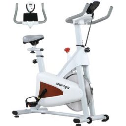 Sportnow Cyclette silenziosa con sella e resistenza regolabili, schermo LCD, supporto per tablet, bianco