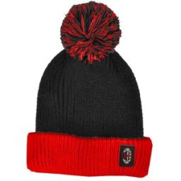 Imma Berretto Calcio Kids Milan Ponpon Fasciato Nero Rosso 9-12A