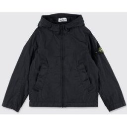 Giacca a vento Stone Island in nylon con cappuccio Nero Taglia 10