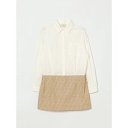 Fendi Abito in cotone con motivo monogram Bianco Taglia 12