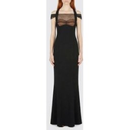 Nensi Dojaka Abito lungo in tulle a corpetto Nero Taglia 44
