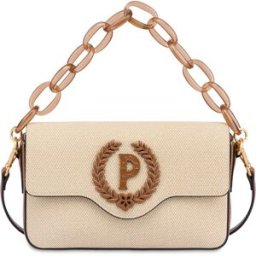 Candy bag con maxi catena in Canvas BEIGE/AVORIO/CUOIO, one_size, Pollini one_size
