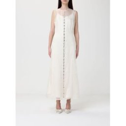 Fabiana Filippi Abito midi in organza con strass applicati Burro Taglia 38