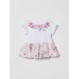 Monnalisa Abito in cotone stretch con stampa floreale Bianco Taglia 12M