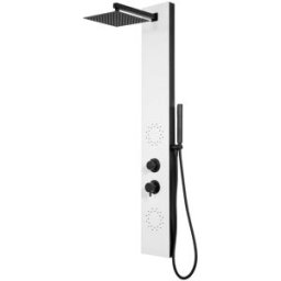 Aquapro COLONNA DOCCIA IDRO ACQUAPRO ZOGA IN ALLUMINIO BIANCO E NERO CON MISCELATORE E DEVIATORE