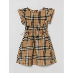 Burberry Abito in cotone con motivo Vintage Check Beige Taglia 4