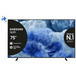 Samsung Q8FAAUXZT, Smart TV QLED 75'', 4K, Processore Q4 AI, 4K Upscaling, Color Booster Pro, OTS Lite, Air Slim Design