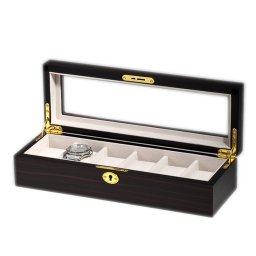 Vetrina 6 orologi in legno mogano