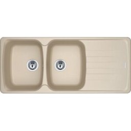 Franke 114.0490.256 Lavello Cucina 2 Vasche Da Incasso Con Gocciolatoio Reversibile Larghezza 116 Cm Materiale Fragranite Colore Avena - 114.0490.256