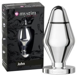 mystim Little John - plug anale elettrostimolazione - grande - argento
