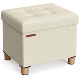 SONGMICS Pouf Cassapanca, Bianco Crema / 32 x 40 x 33,5 cm