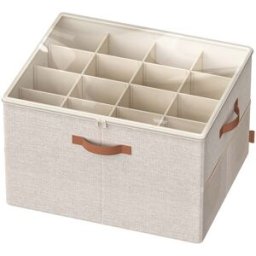 SONGMICS Organizer scarpe regolabile con coperchio trasparente, Beige Cappuccino