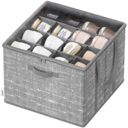 SONGMICS Organizer scarpe con maniglie e coperchio trasparente salvaspazio, Grigio Giunco / 1