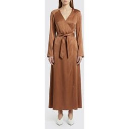 Fabiana Filippi Abito midi a portafoglio in misto viscosa Beige Taglia 40