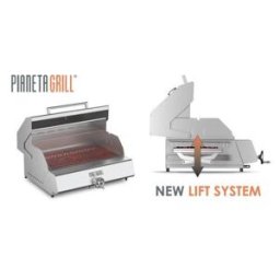 Barbecue a carbone Woody Lift con griglie a V, da appoggio, inox, Pianeta Grill