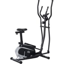 Homcom Cyclette Bici Ellittica Magnetica con Schermo LCD, 8 Livelli di Resistenza e Sedile Regolabile, 103x62x151cm Nero Aosom