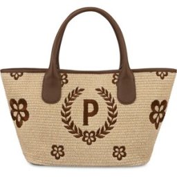 Tote bag in paglia Macro Heritage Small NATURALE/T.MORO/MARRONE, one_size, Pollini one_size