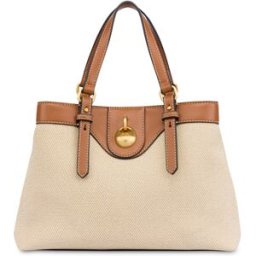 Small Double Handle Bag Drop in Canvas BEIGE/AVORIO/CUOIO, one_size, Pollini one_size