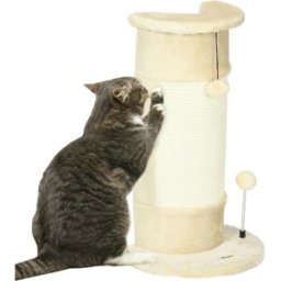allmypets 275-137bg Albero Tiragraffi Per Gatti Fino 5kg Con 2 Palline In Sisal E Peluche 34x25.5x58cm Beige