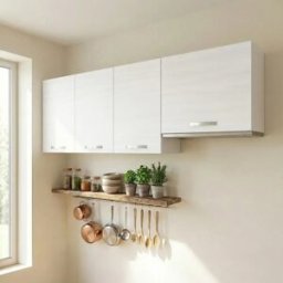 garneroarredamenti Set 3 pensili cucina 180x72hcm reversibili con pensile cappa bianco frassinato Talise