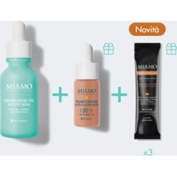 MEDSPA Srl Miamo Protocollo Aox Repair&protect - Contro macchie e rossori della pelle - Vitamin Blend 15% siero 30 ml + Pigment Defense Sunscreen Drops 10 ml + Skin Defense 3 bustine