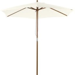 Outsunny Ombrellone in Legno da Esterno Bianco Crema 2.5X2.3M, Tocco di Eleganza per il Tuo Giardino Aosom