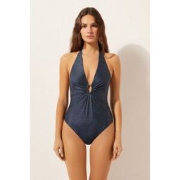 Calzedonia Costume Intero Glowing Python Donna Blu L